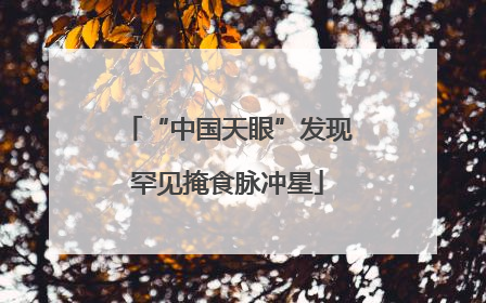 “中国天眼”发现罕见掩食脉冲星