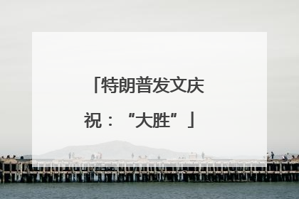 特朗普发文庆祝：“大胜”