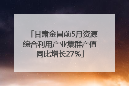 甘肃金昌前5月资源综合利用产业集群产值同比增长27%