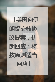 美国向伊朗提交核协议提案，伊朗回应：将按原则适当回应