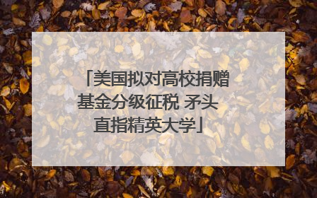 美国拟对高校捐赠基金分级征税 矛头直指精英大学