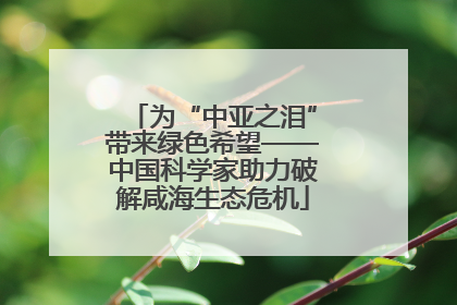 为“中亚之泪”带来绿色希望——中国科学家助力破解咸海生态危机