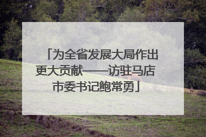 为全省发展大局作出更大贡献——访驻马店市委书记鲍常勇