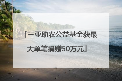 三亚助农公益基金获最大单笔捐赠50万元