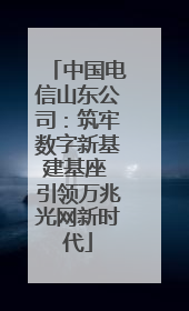 中国电信山东公司：筑牢数字新基建基座 引领万兆光网新时代