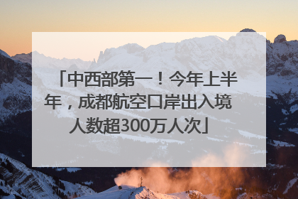 中西部第一！今年上半年，成都航空口岸出入境人数超300万人次