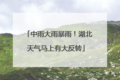 中雨大雨暴雨！湖北天气马上有大反转