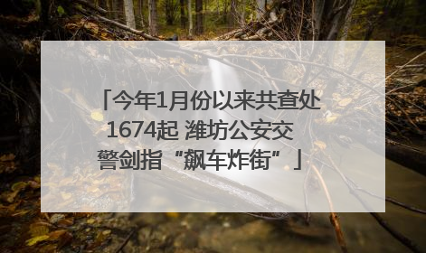 今年1月份以来共查处1674起 潍坊公安交警剑指“飙车炸街”