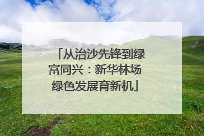 从治沙先锋到绿富同兴：新华林场绿色发展育新机