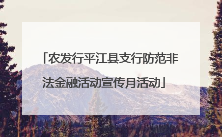 农发行平江县支行防范非法金融活动宣传月活动