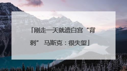 刚走一天就遭白宫“背刺” 马斯克：很失望