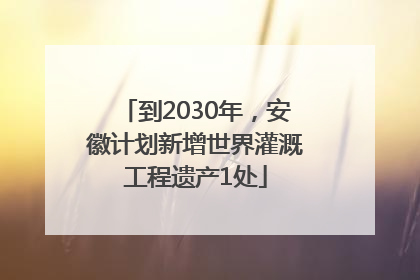 到2030年，安徽计划新增世界灌溉工程遗产1处