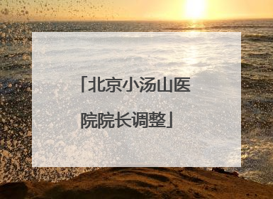北京小汤山医院院长调整