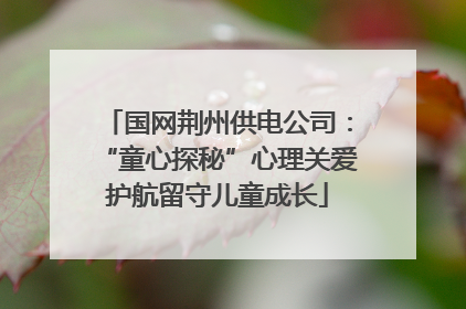 国网荆州供电公司：“童心探秘”心理关爱护航留守儿童成长