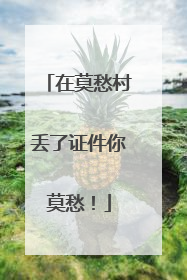 在莫愁村丢了证件你莫愁！