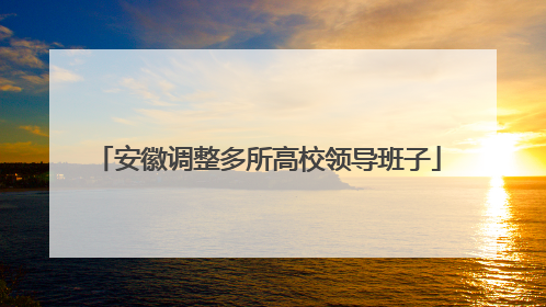 安徽调整多所高校领导班子
