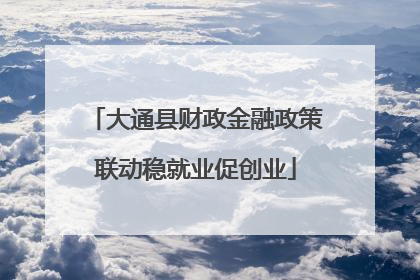 大通县财政金融政策联动稳就业促创业