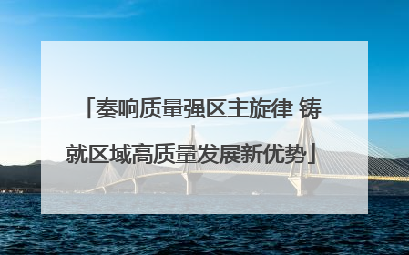 奏响质量强区主旋律 铸就区域高质量发展新优势