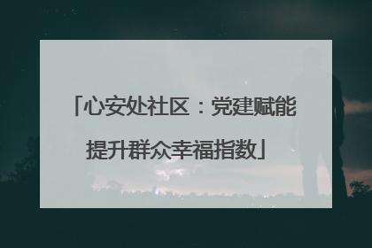 心安处社区：党建赋能 提升群众幸福指数