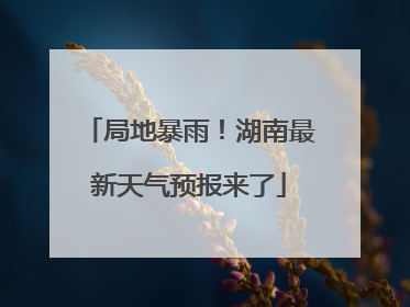 局地暴雨！湖南最新天气预报来了