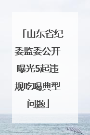 山东省纪委监委公开曝光5起违规吃喝典型问题