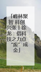 峰林聚智 科创兴张丨徐龙：借科技之力点“废”成金