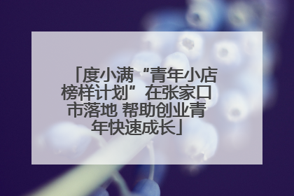 度小满“青年小店榜样计划”在张家口市落地 帮助创业青年快速成长