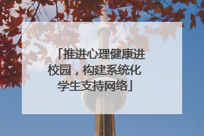 推进心理健康进校园，构建系统化学生支持网络