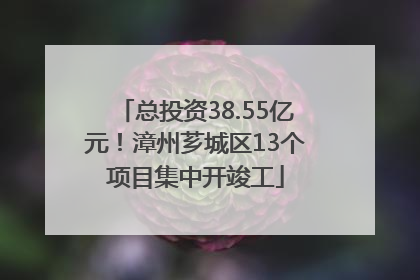 总投资38.55亿元！漳州芗城区13个项目集中开竣工
