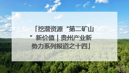挖潜资源“第二矿山”新价值｜贵州产业新势力系列报道之十四