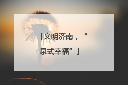 文明济南，“泉式幸福”