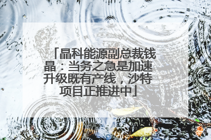 晶科能源副总裁钱晶：当务之急是加速升级既有产线，沙特项目正推进中