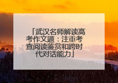 武汉名师解读高考作文题：注重考查阅读鉴赏和跨时代对话能力