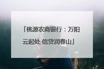 桃源农商银行：万阳云起处 信贷润春山