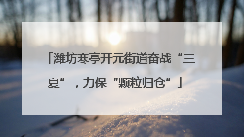 潍坊寒亭开元街道奋战“三夏”，力保“颗粒归仓”
