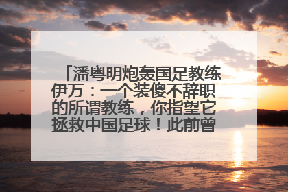 潘粤明炮轰国足教练伊万：一个装傻不辞职的所谓教练，你指望它拯救中国足球！此前曾多次发文评价国足