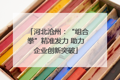 河北沧州：“组合拳”精准发力 助力企业创新突破