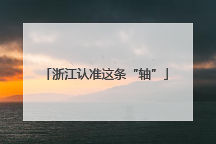 浙江认准这条“轴”