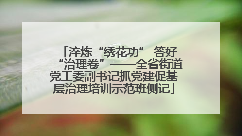 淬炼“绣花功” 答好“治理卷”——全省街道党工委副书记抓党建促基层治理培训示范班侧记