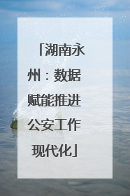 湖南永州：数据赋能推进公安工作现代化