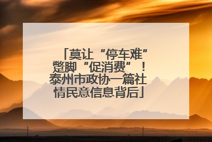 莫让“停车难”蹩脚“促消费”！泰州市政协一篇社情民意信息背后