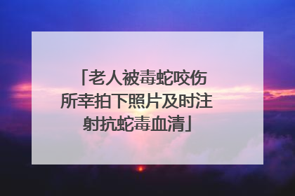 老人被毒蛇咬伤 所幸拍下照片及时注射抗蛇毒血清