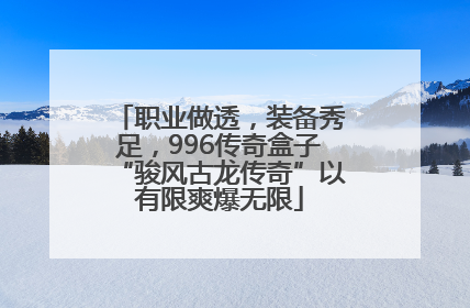 职业做透，装备秀足，996传奇盒子“骏风古龙传奇”以有限爽爆无限