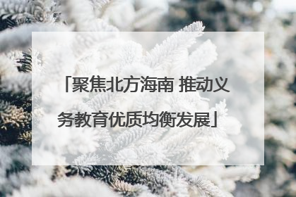 聚焦北方海南 推动义务教育优质均衡发展