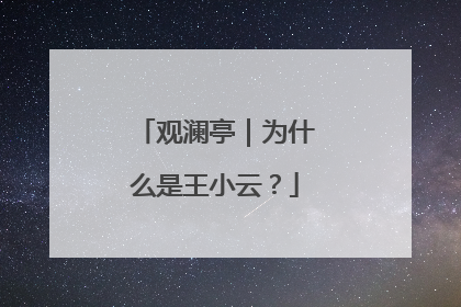 观澜亭｜为什么是王小云？