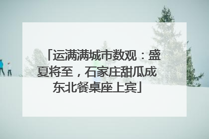 运满满城市数观：盛夏将至，石家庄甜瓜成东北餐桌座上宾