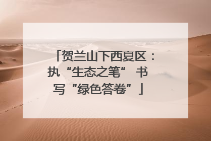 贺兰山下西夏区：执“生态之笔” 书写“绿色答卷”