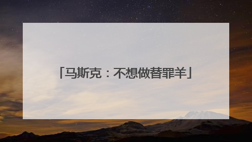 马斯克：不想做替罪羊
