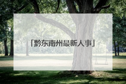 黔东南州最新人事