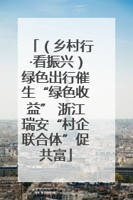 （乡村行·看振兴）绿色出行催生“绿色收益” 浙江瑞安“村企联合体”促共富